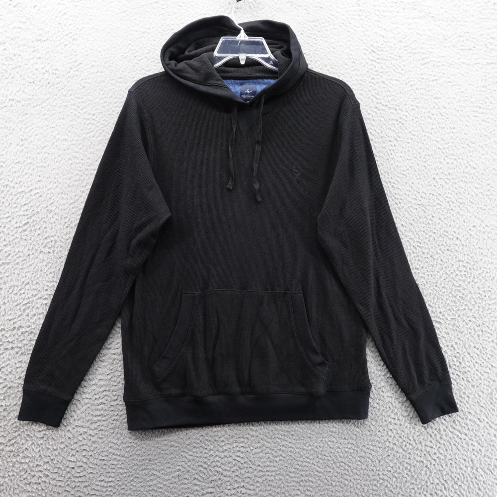 Tailorbyrd Collection Hooded Pullover Medium Black Waffle Knit Men Hoodie NWT‎